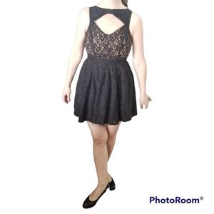 (XS) Material Girl Layered Lace, Shimmery Gold and Tulle Cut Out Chest